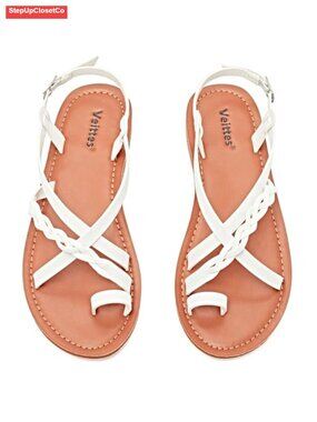Women's Flat Sandals with Braided Ankle Strap, Buckle Closure, Lightweight